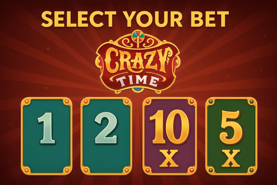 Crazy Time Select Your Bet Options: