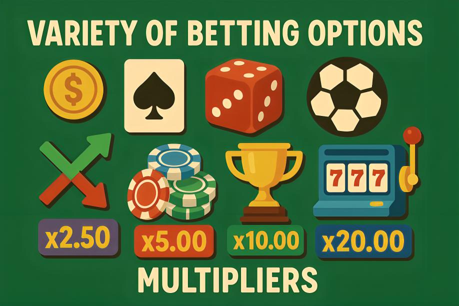 Variety of Betting Options and Multipliers: